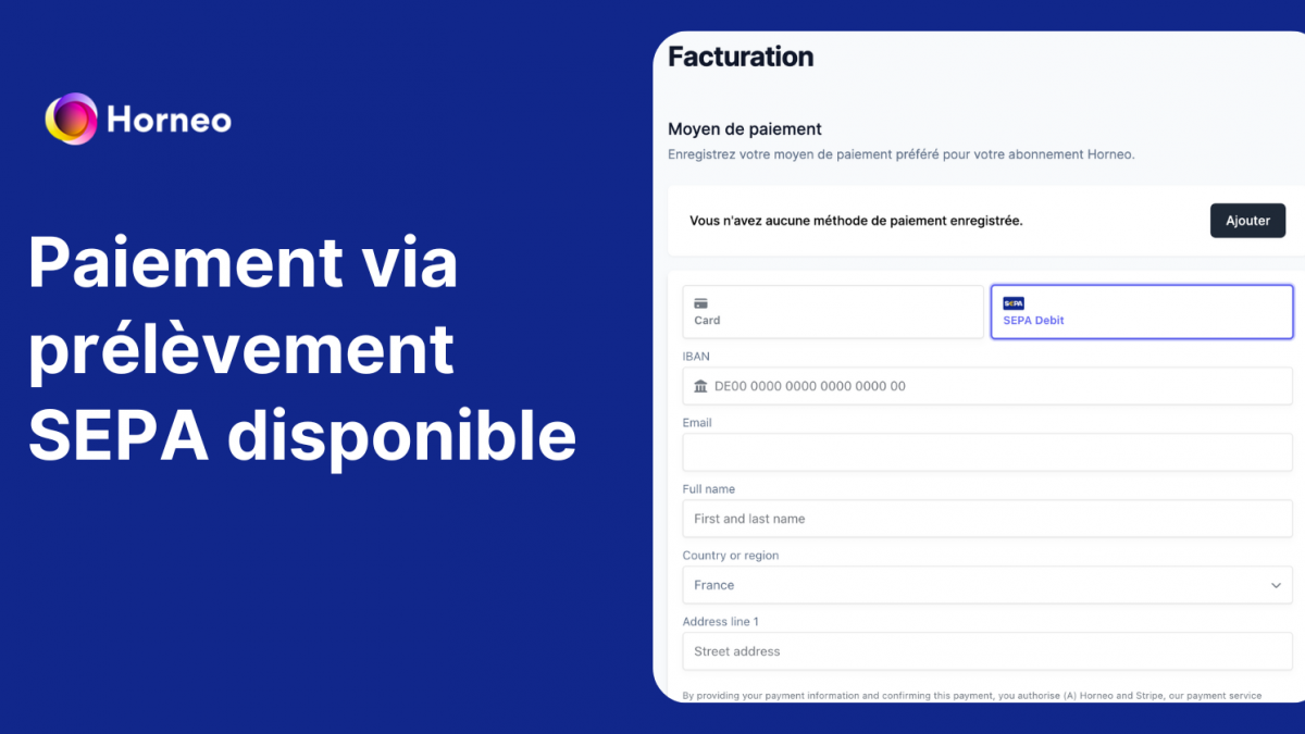 Moyen de paiement : prélèvement SEPA